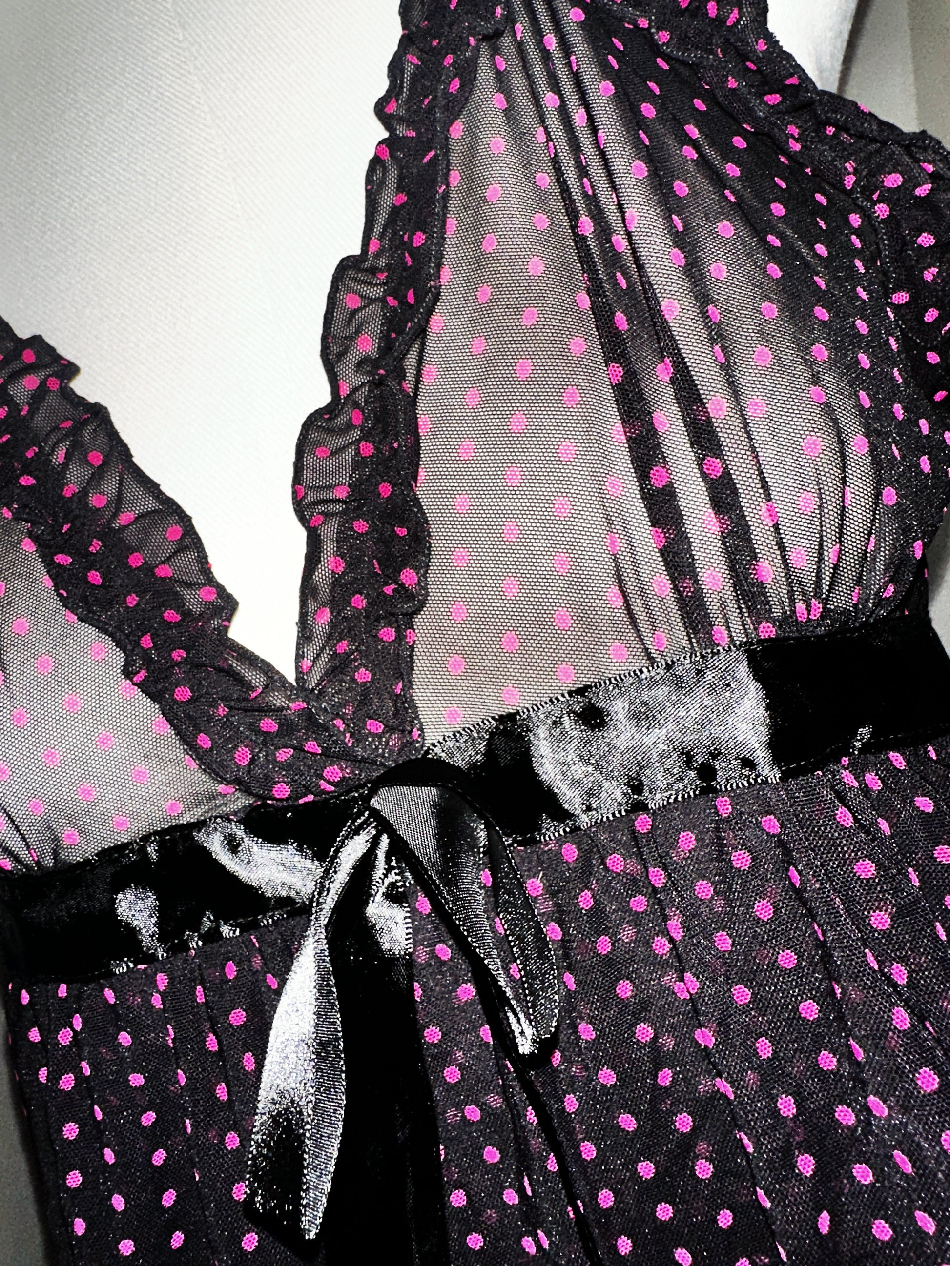 Vintage Black & Red Polka Dot Halter Dress