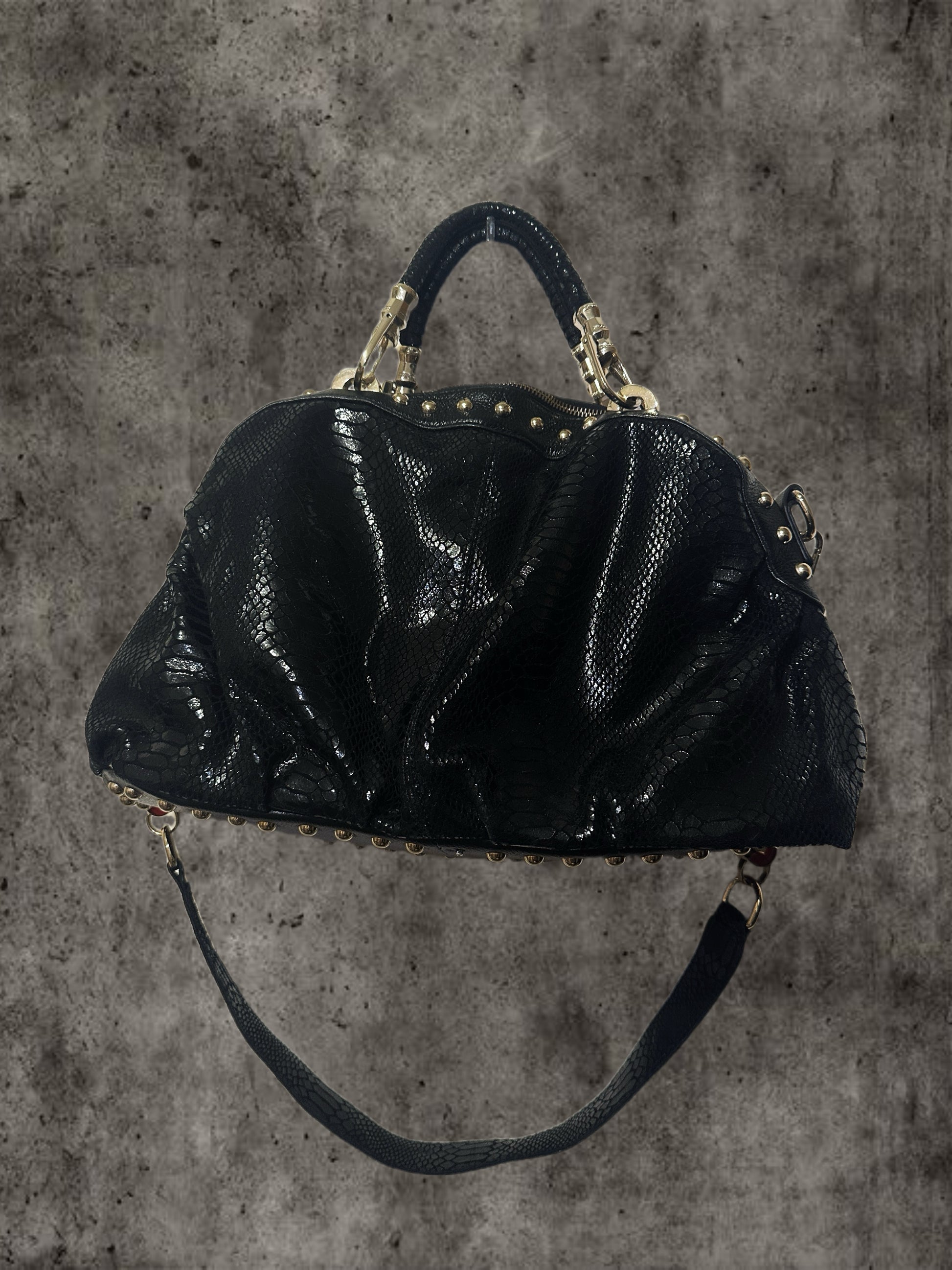 Midnight Venom Studded Socror Bag with Shoulder Strap