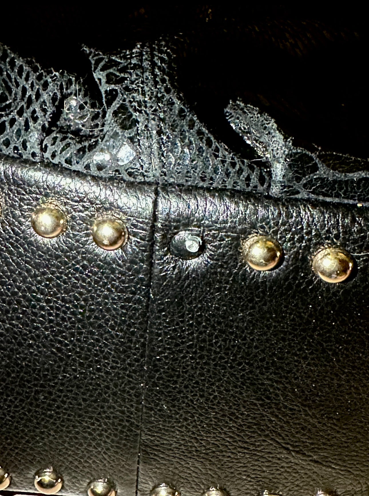 Midnight Venom Studded Socror Bag with Shoulder Strap