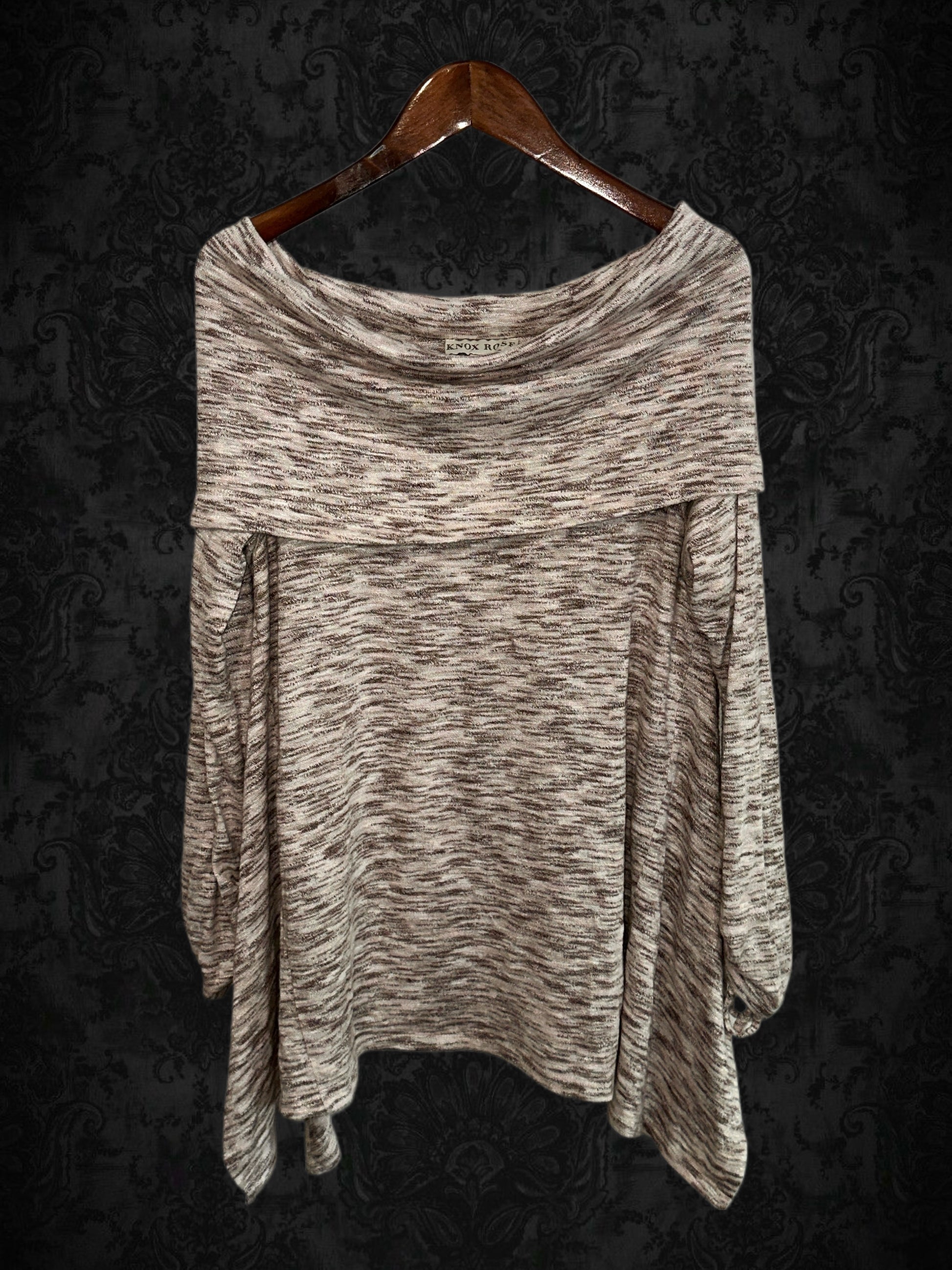 Heather Mocha Off‑Shoulder Poncho Top