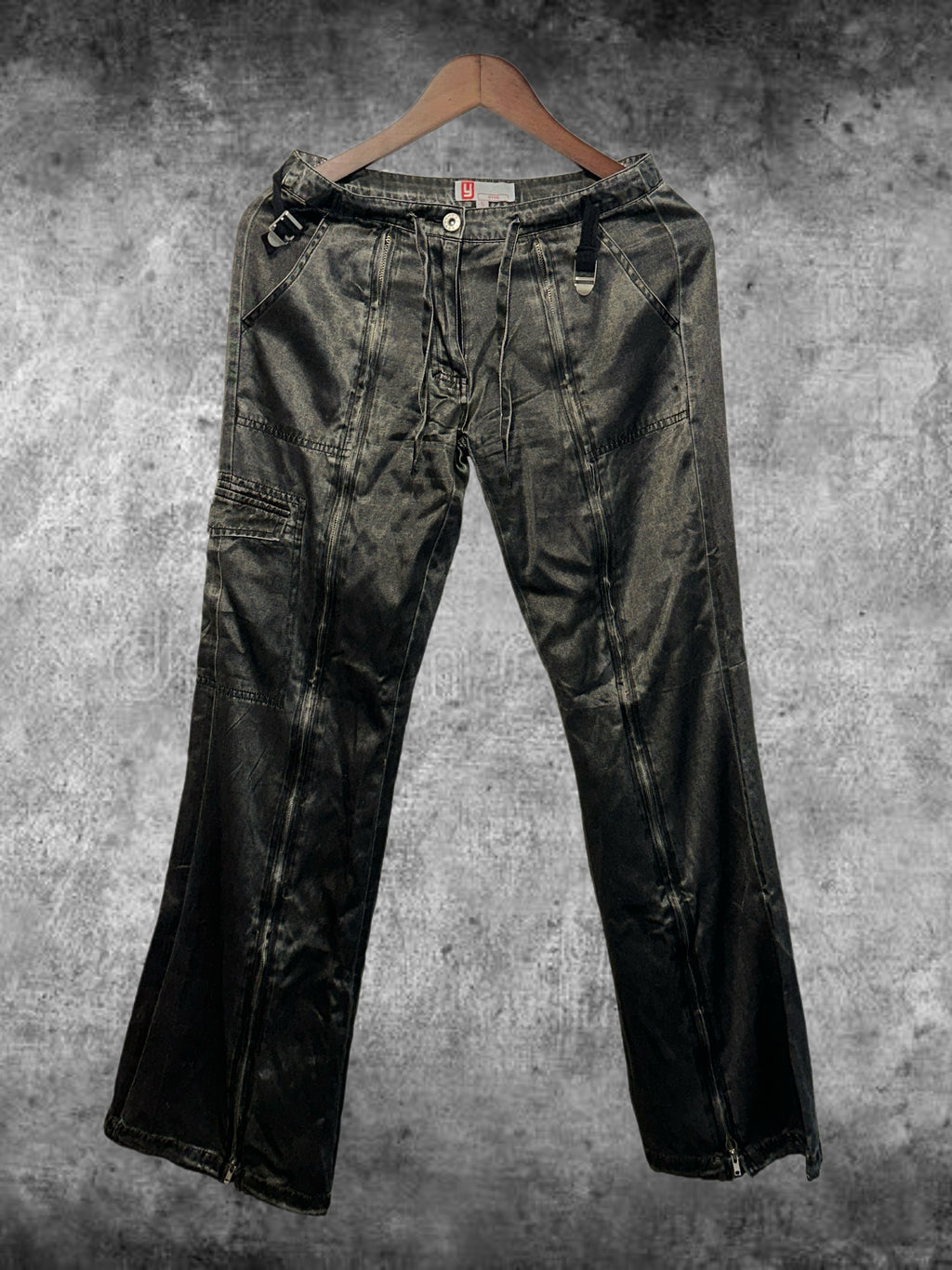 Industrial Black Multi‑Zip Cargo Pants