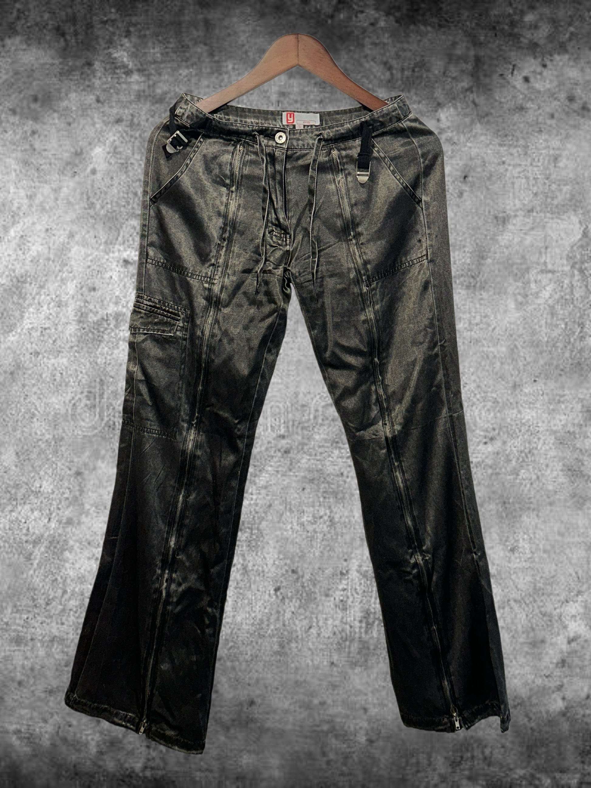 Industrial Black Multi‑Zip Cargo Pants