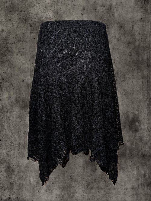 Black lace irregular skirt