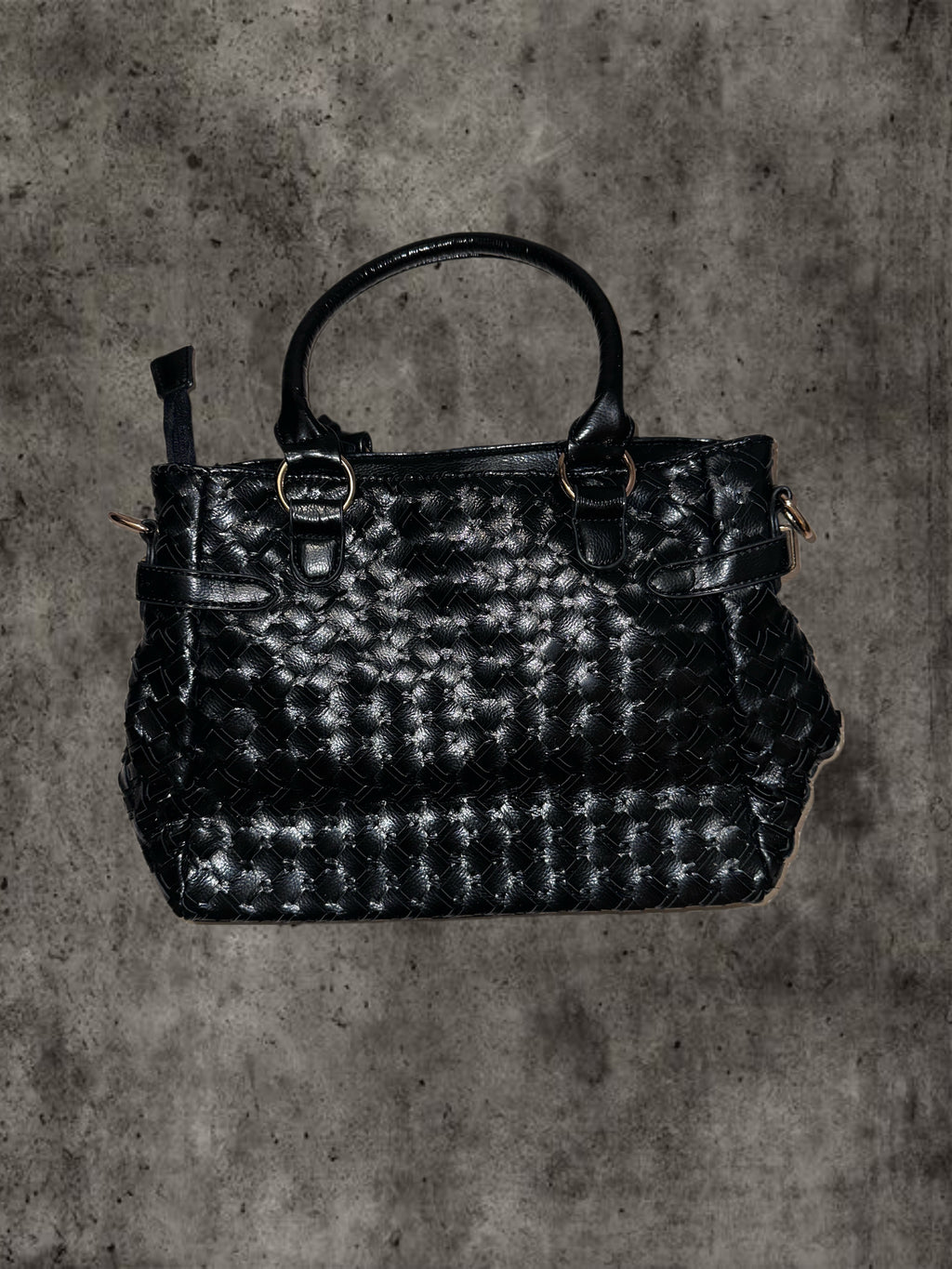 Black shiny leather rhinestone pattern bag