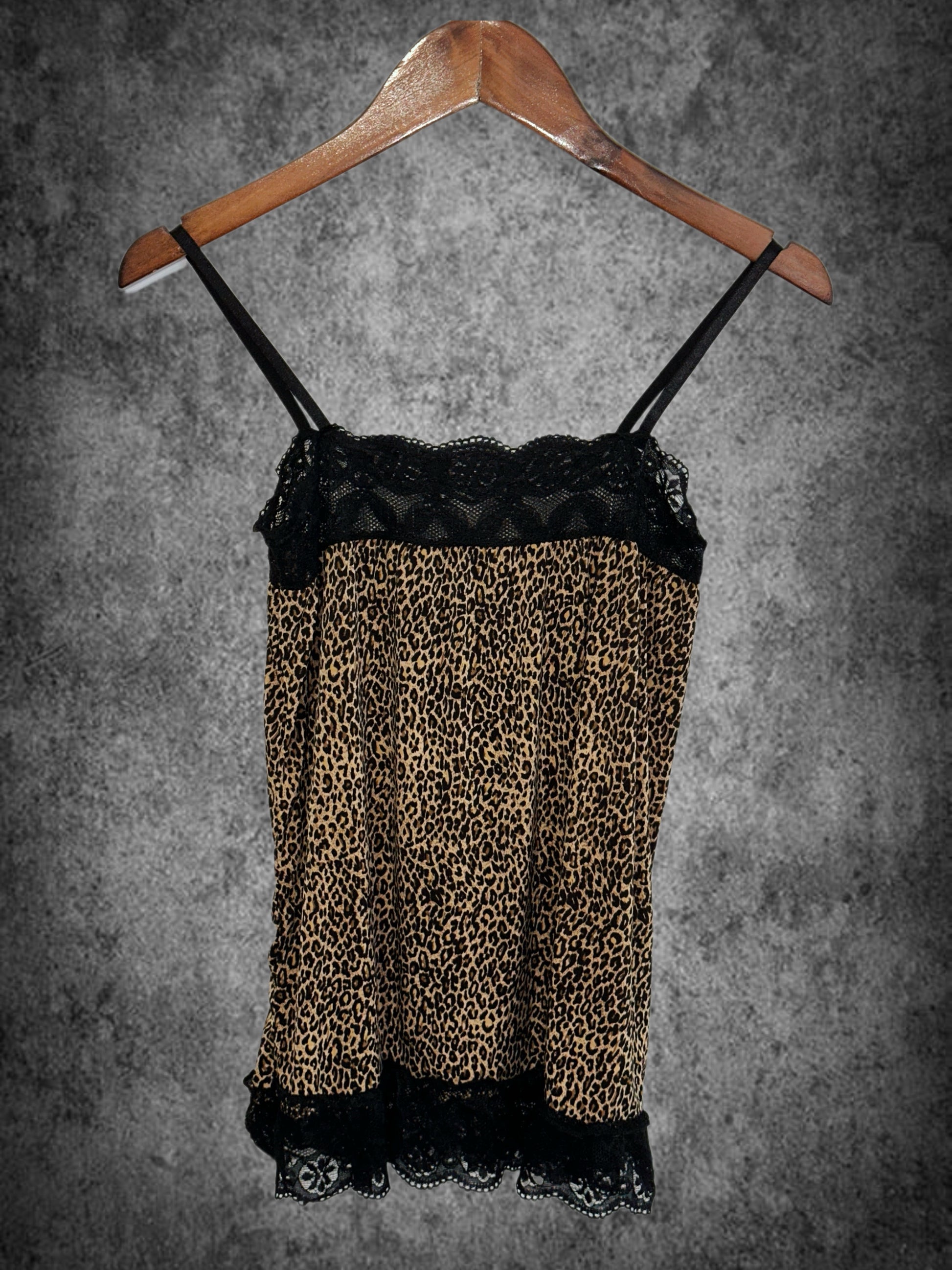 Leopard Lace Trim Cami Top