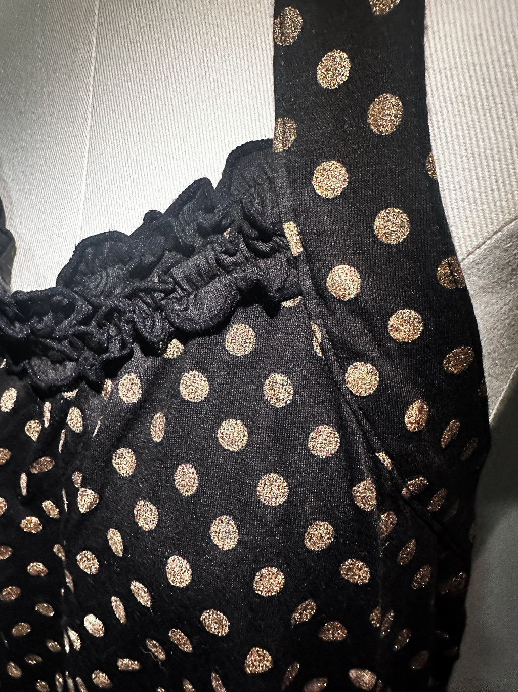 Vintage Black & Gold Polka Dot Halter Top