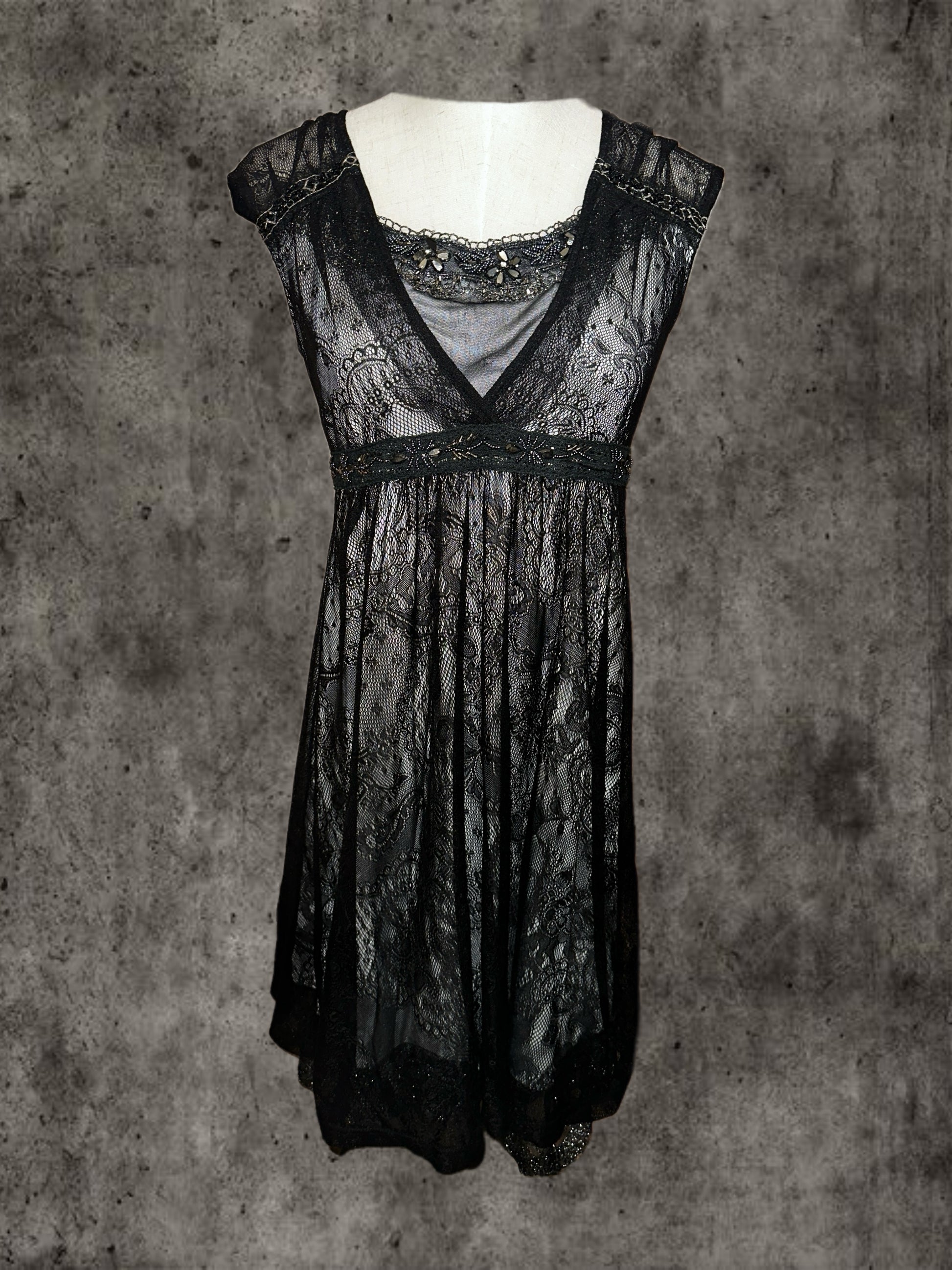 Black and dark blue lace dress