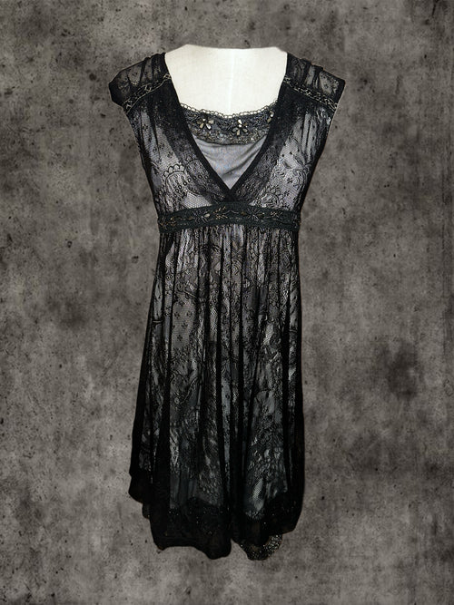 Black and dark blue lace dress