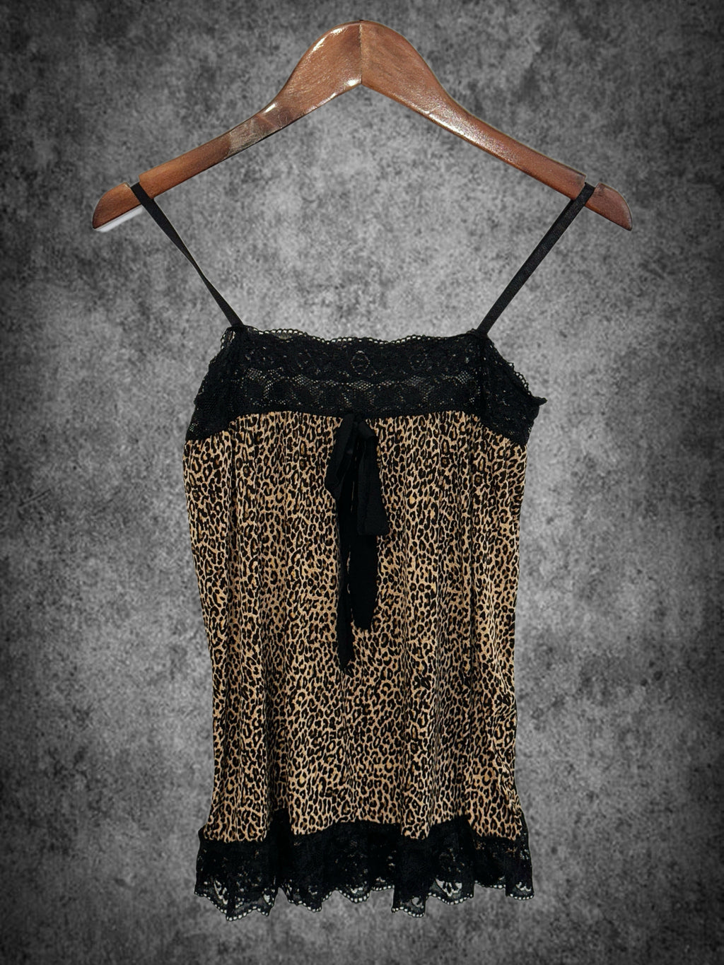 Leopard Lace Trim Cami Top