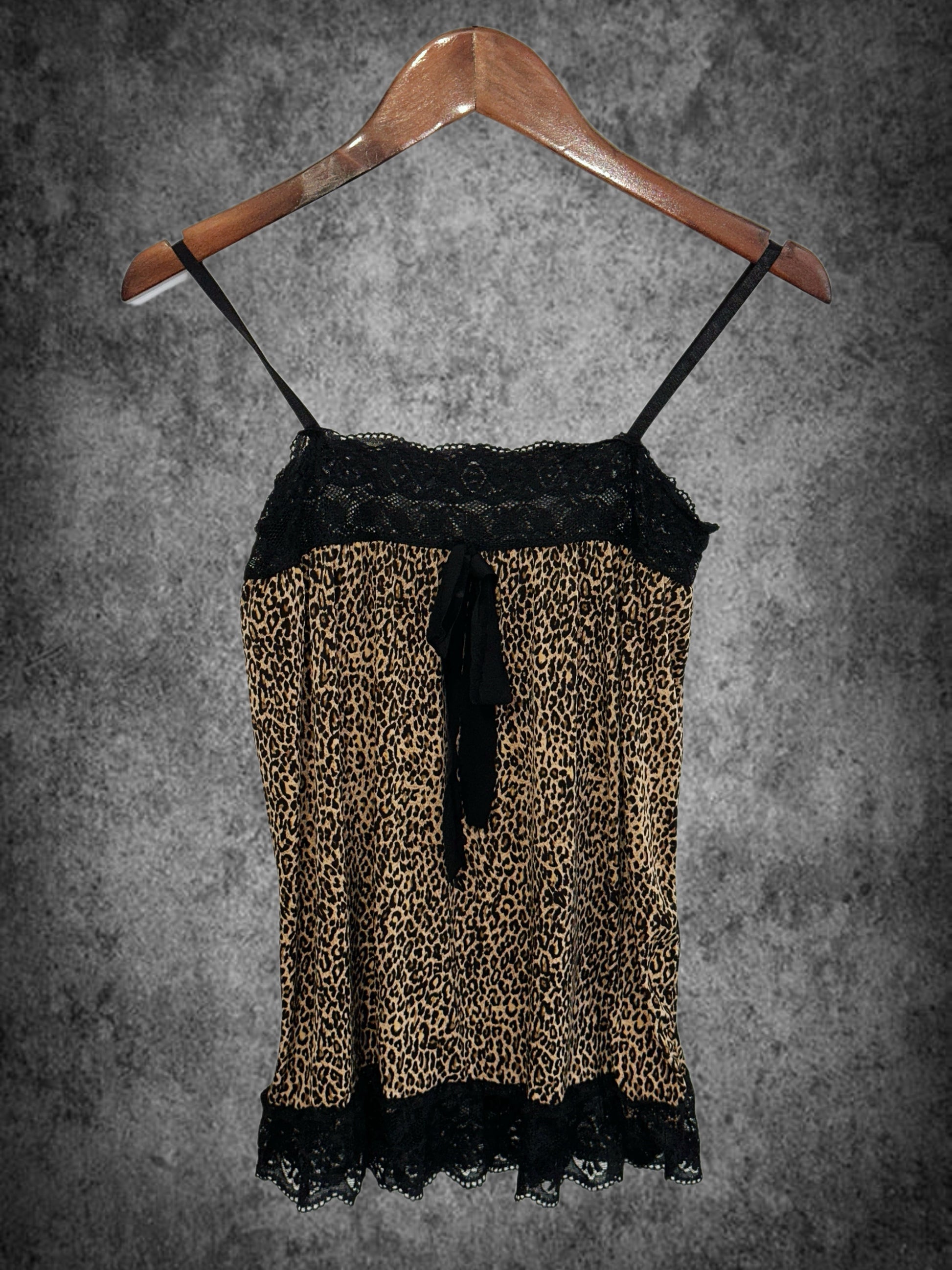 Leopard Lace Trim Cami Top