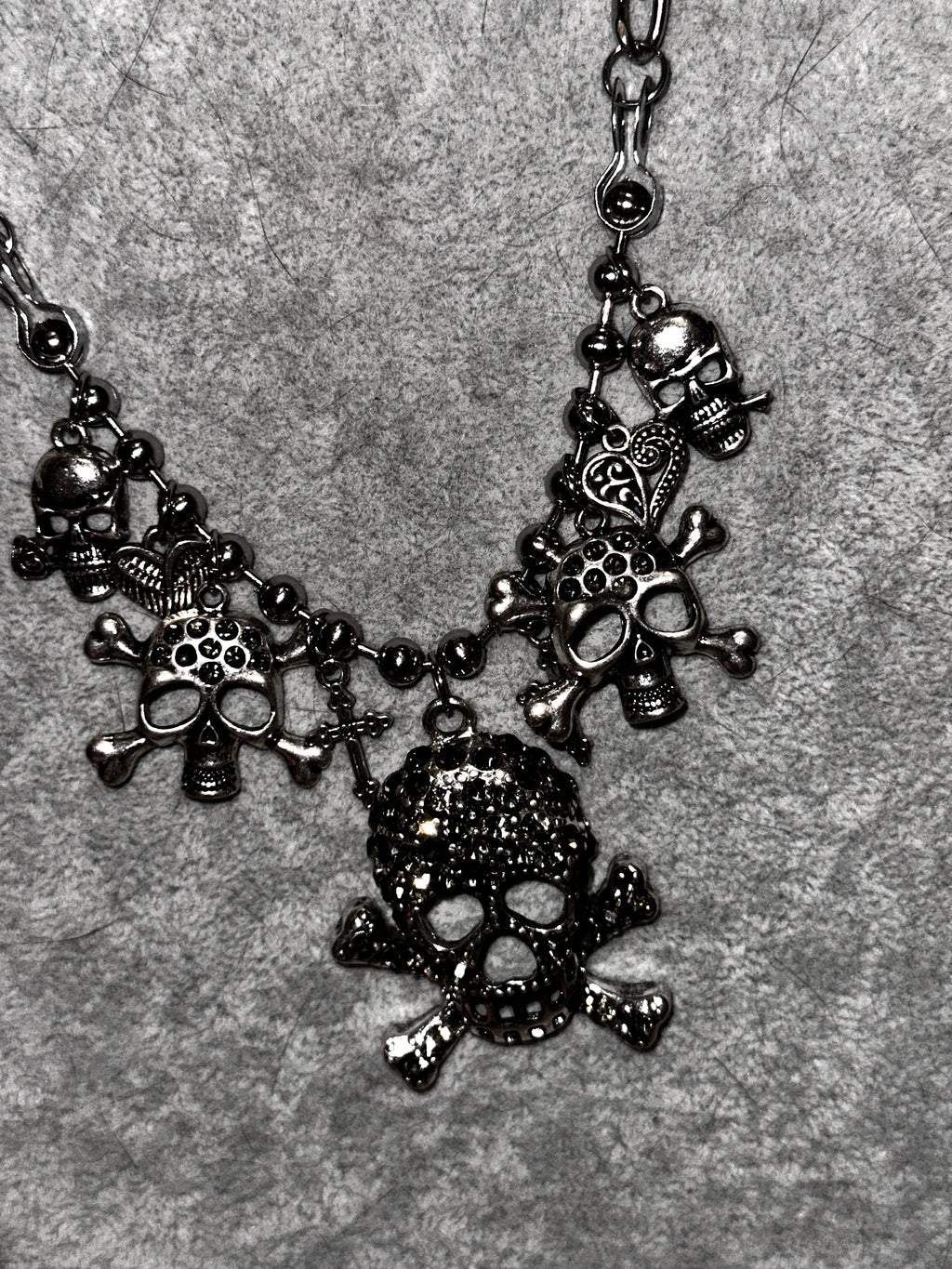 Silver Skull Charm Chain Necklace