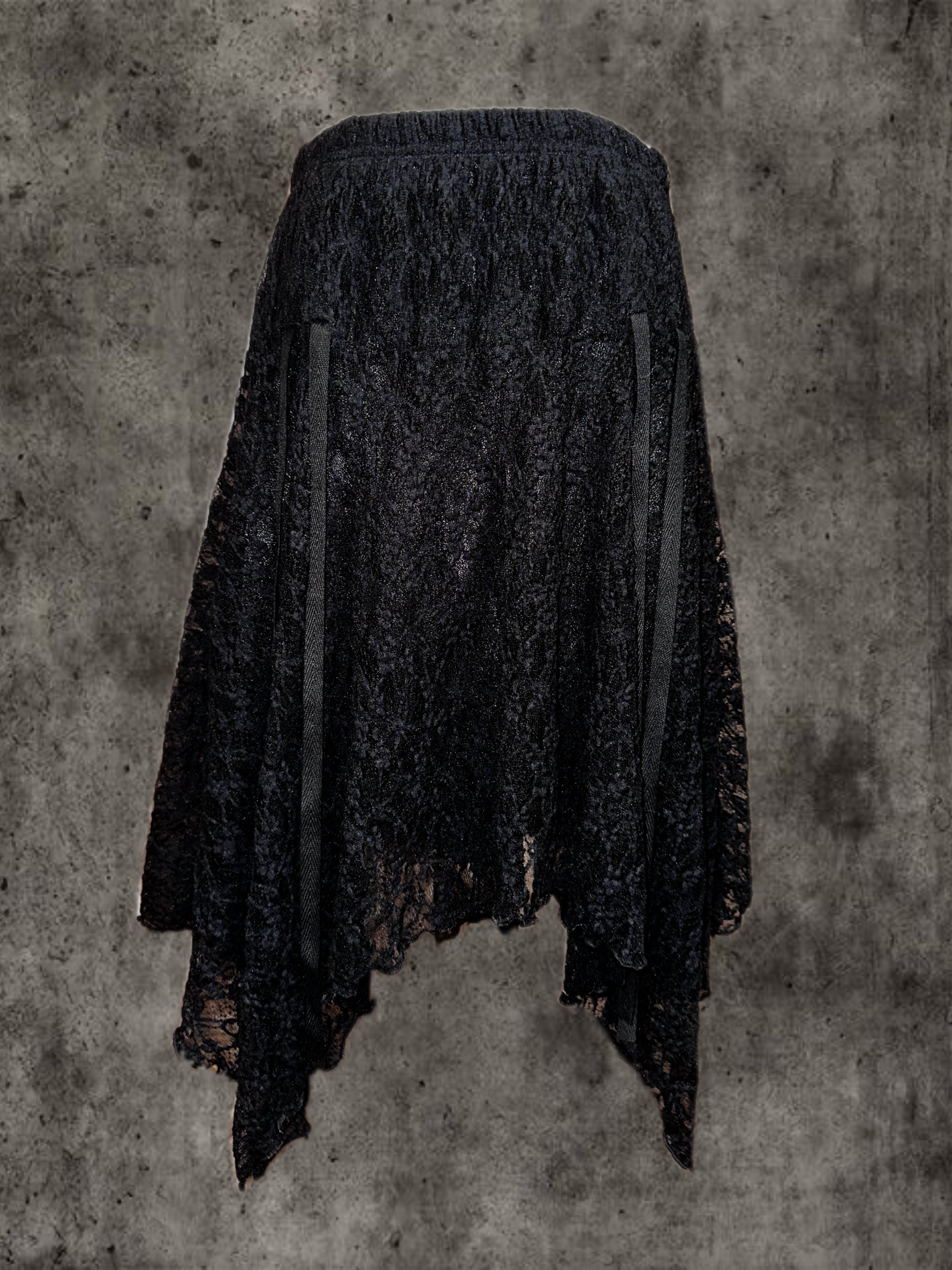 Black lace irregular skirt