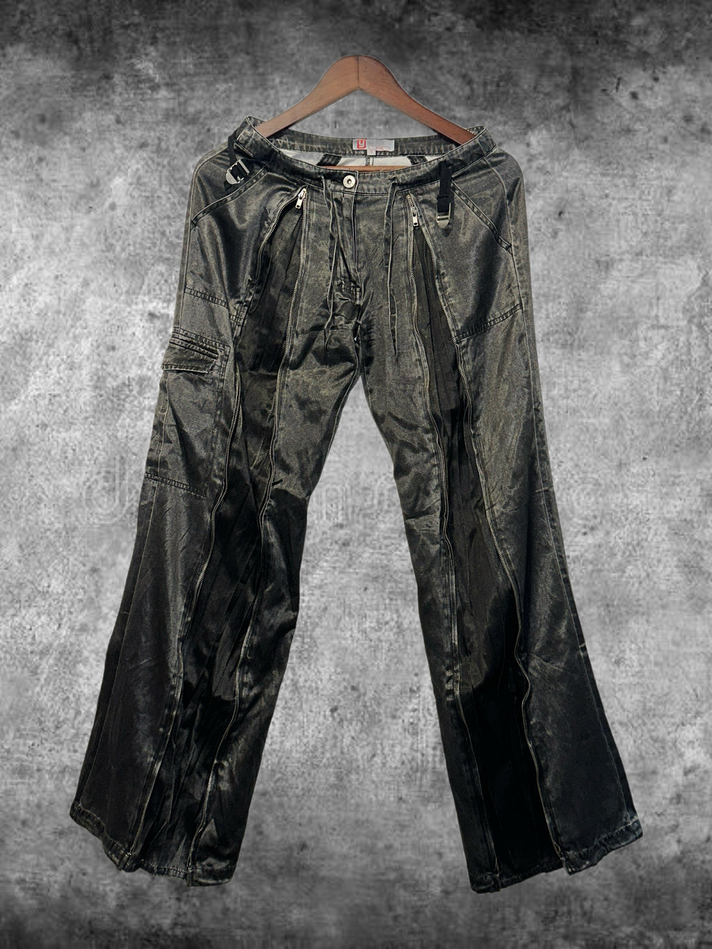 Industrial Black Multi‑Zip Cargo Pants