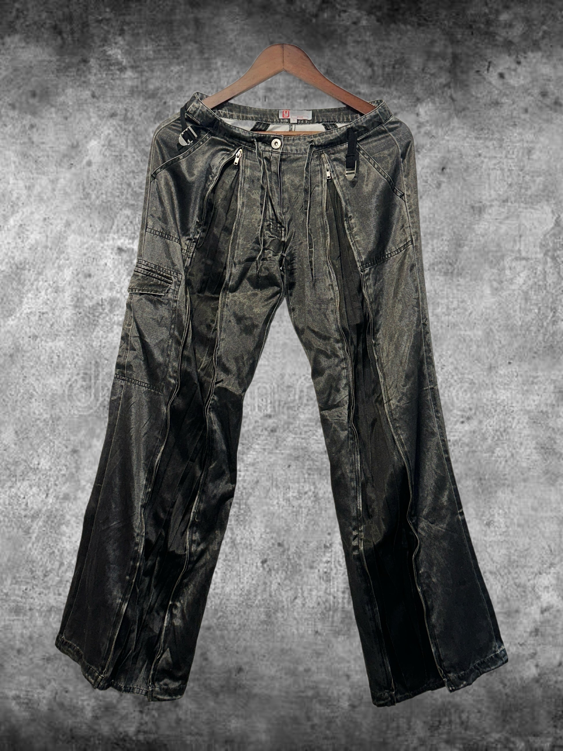 Industrial Black Multi‑Zip Cargo Pants