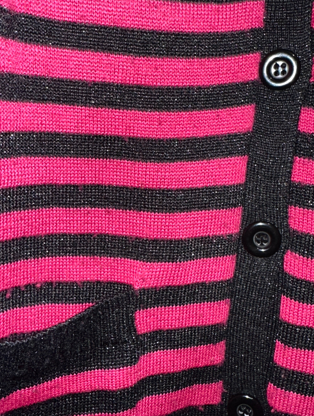 Midnight Raspberry Stripe V‑Neck Cardigan