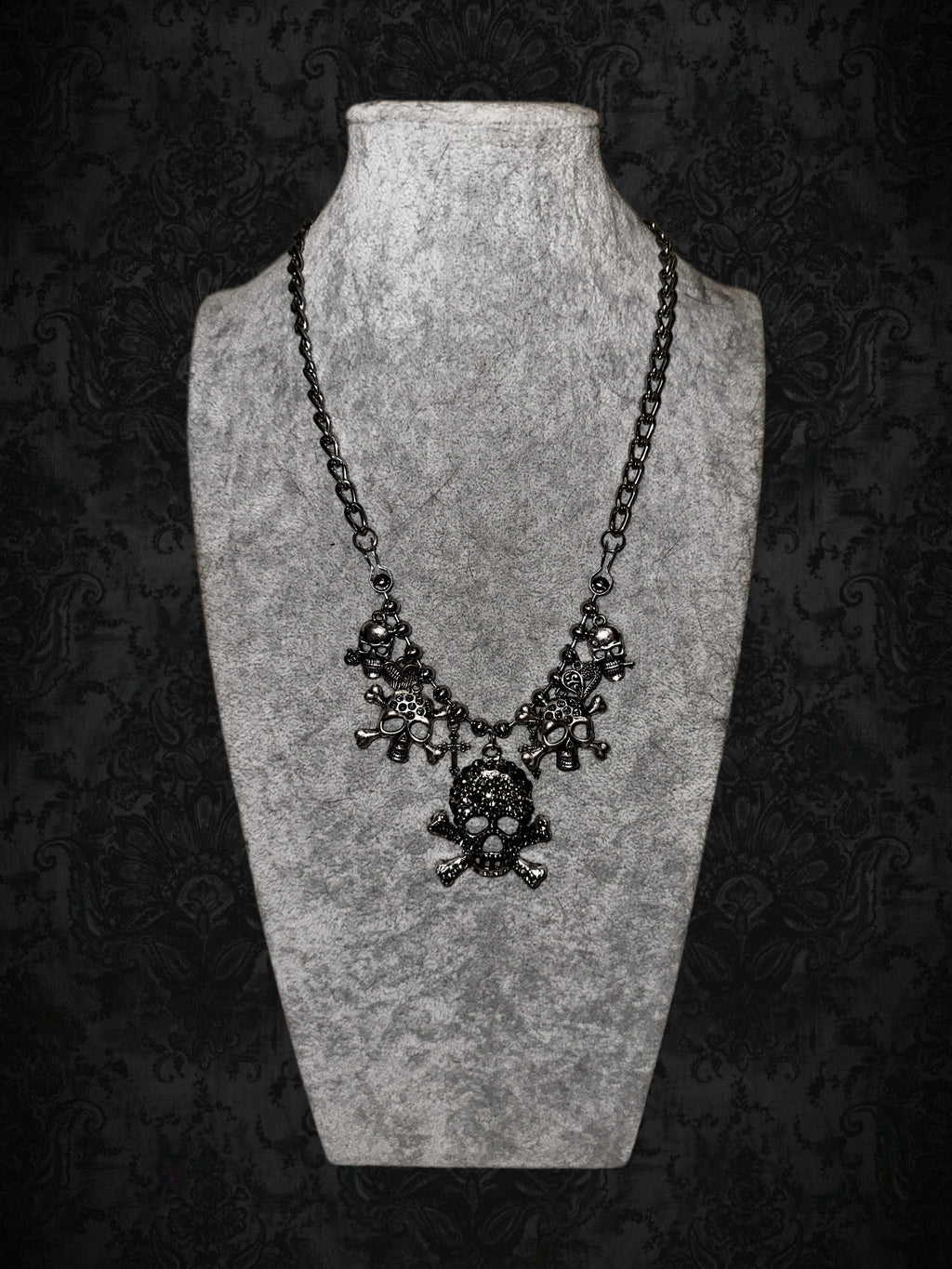 Silver Skull Charm Chain Necklace