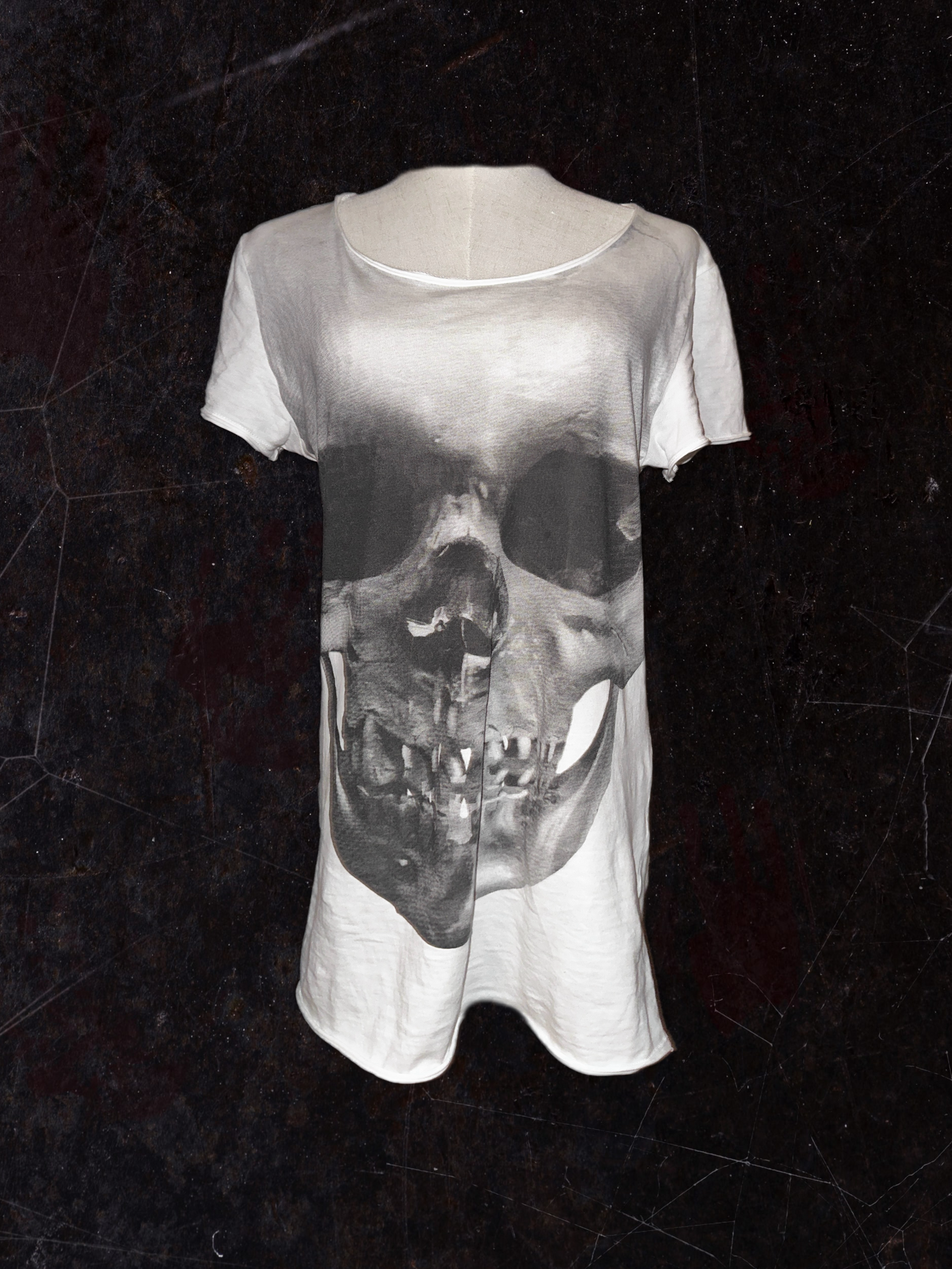 White Skull Print Punk T-Shirt